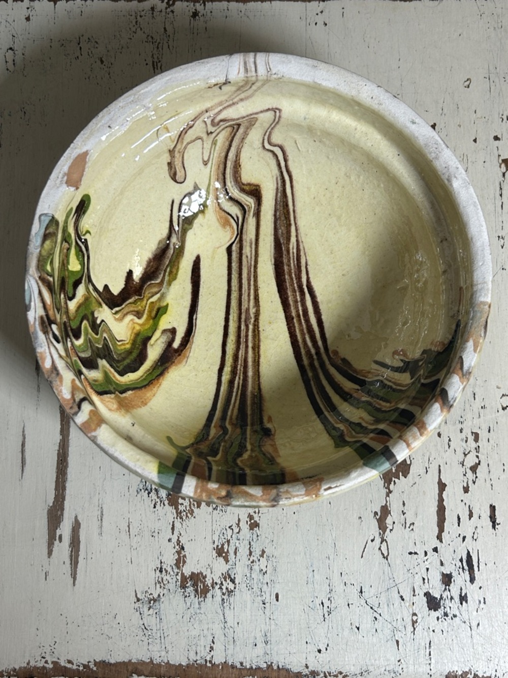 Cream Marbled Pottery Bowl